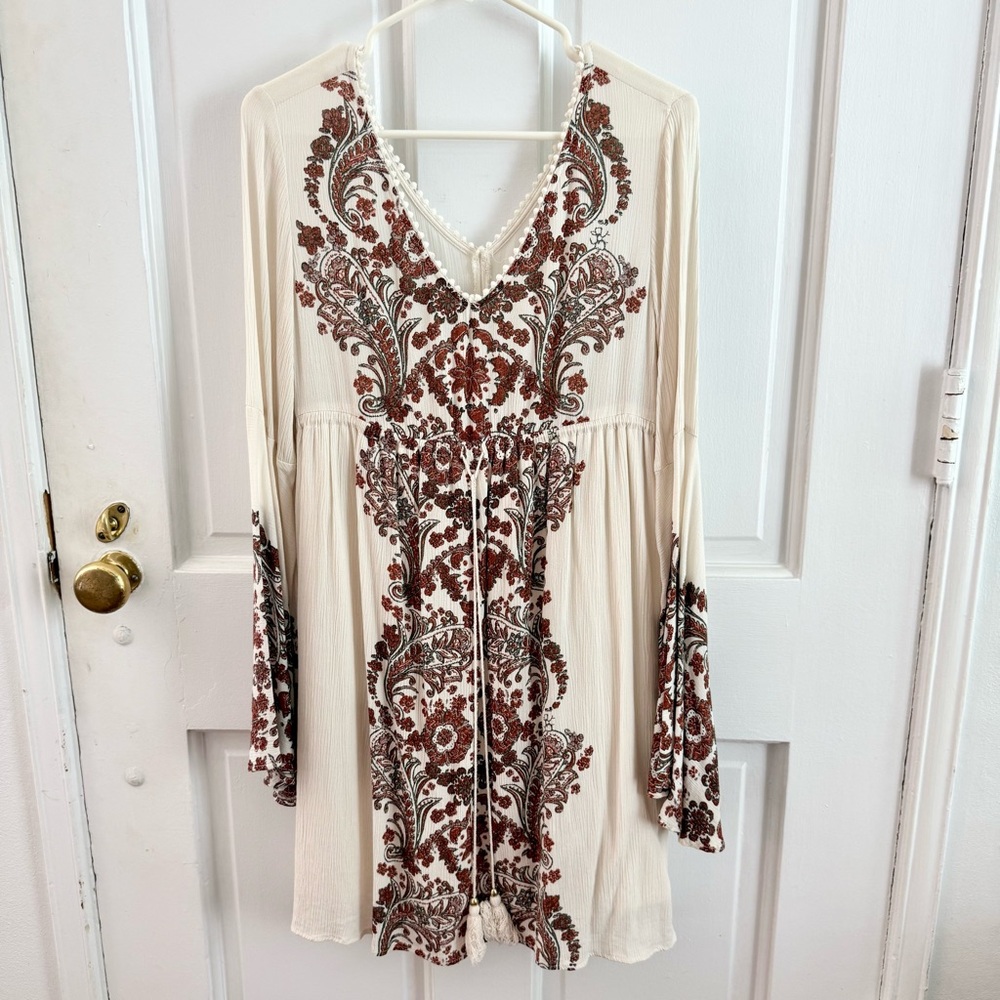 Xhilaration Boho Cream and Brown Floral Dress